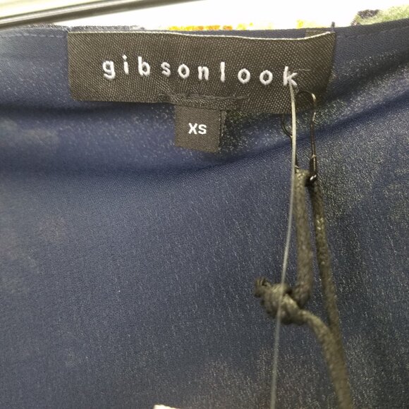 GIBSON LOOK Blouse Women XS One Shoulder Tie Waist Black Floral Side Zip Top NEW - Picture 10 of 16